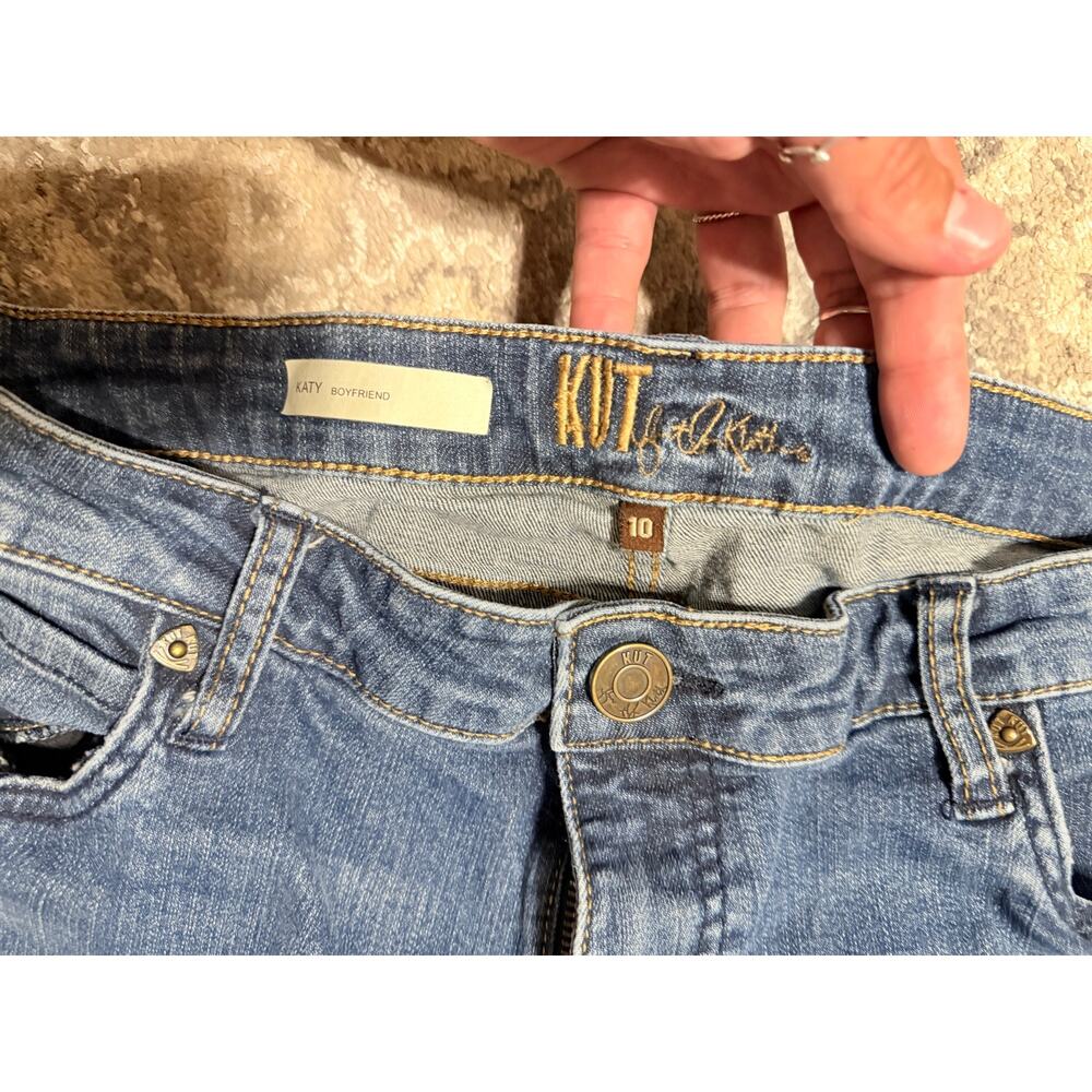 Kut From The Kloth Katy Boyfriend Jean W 10 Mid Rise Stretch Slim Straight Denim - Picture 3 of 9